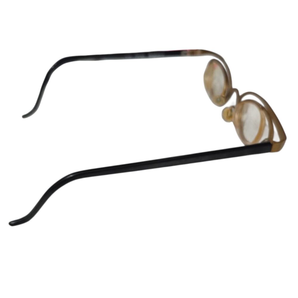 Vintage Theo Belgium Eyeglasses Gold & Black Oval Avant-Garde Frames - Picture 4 of 5